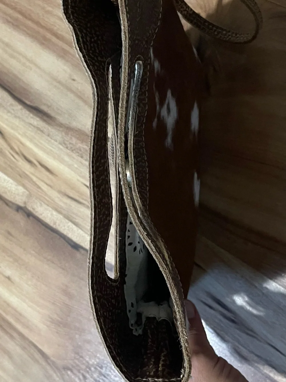 Myra Bag Cowhide Wristlet Clutch Brown White Spotted Hair-On-Hide Western